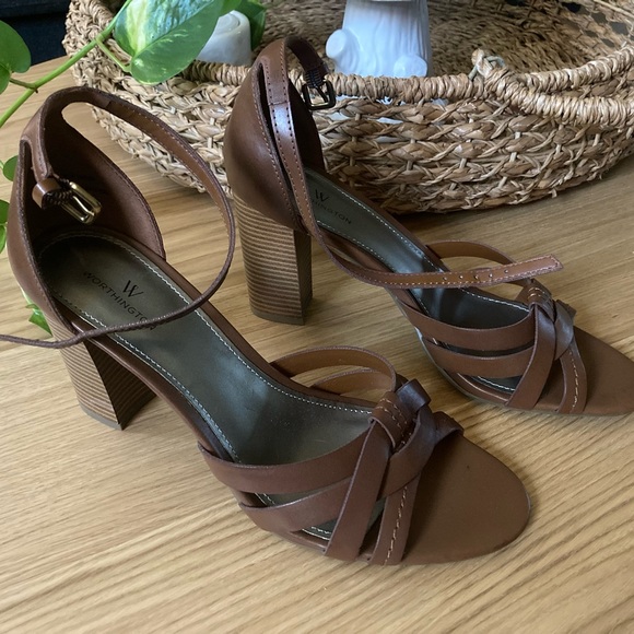 NEVER WORN Brown Leather Strappy High Heels.. - Picture 4 of 4